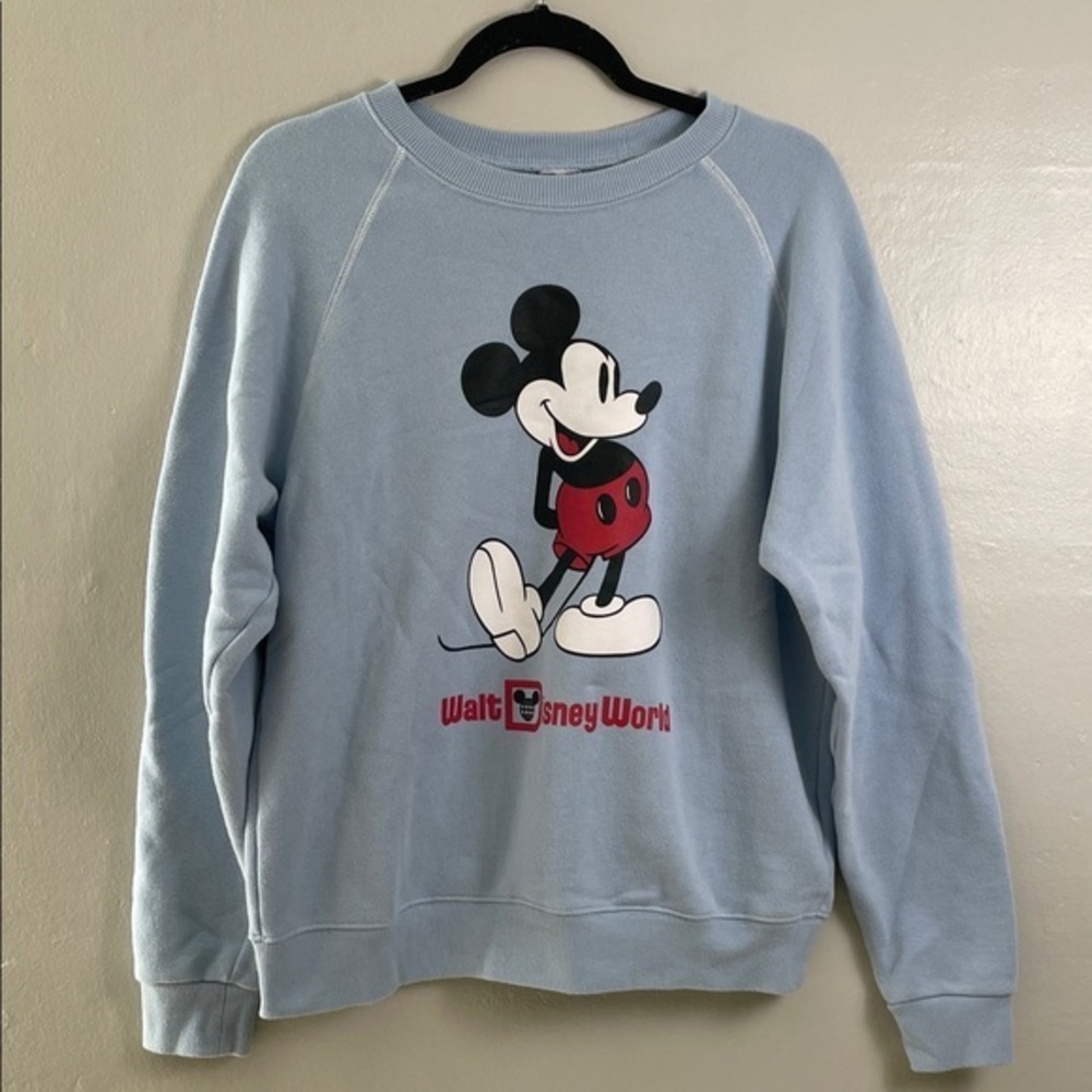 Vintage Disney World Mickey Mouse Crewneck Sweatshirt light blue